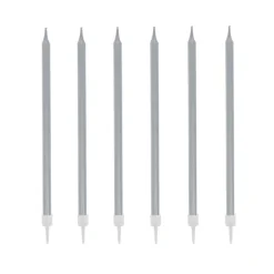 12 bougies argentées hautes 13 cm