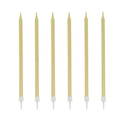 12 bougies dorées hautes 13 cm