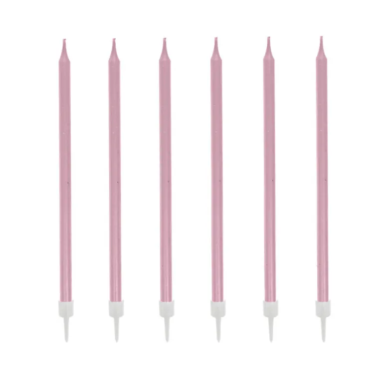 12 bougies roses hautes 13 cm