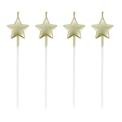 4 bougies étoiles à piquer dorées