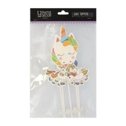 5 cake toppers licornes assorties