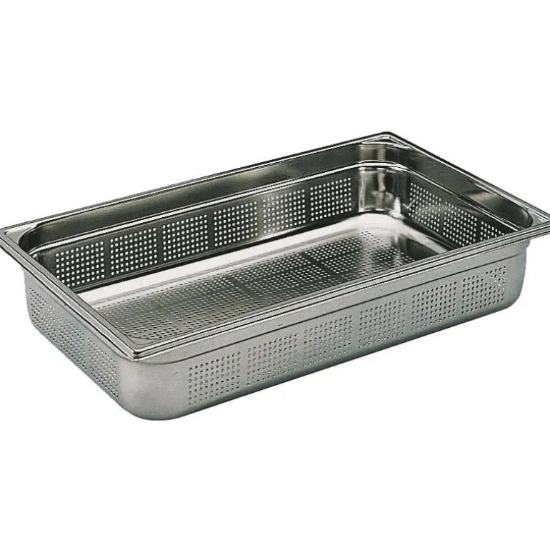 Bac gastronorme perforé inox - sans anse - GN 1/1 profondeur 15 cm