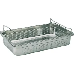 Bac gastronorme perforé inox - avec anses panier - GN 1/1 profondeur 10 cm