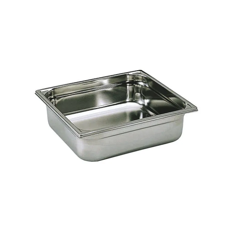 Bac gastronorme plein inox - sans anse - GN 2/3 profondeur 4 cm