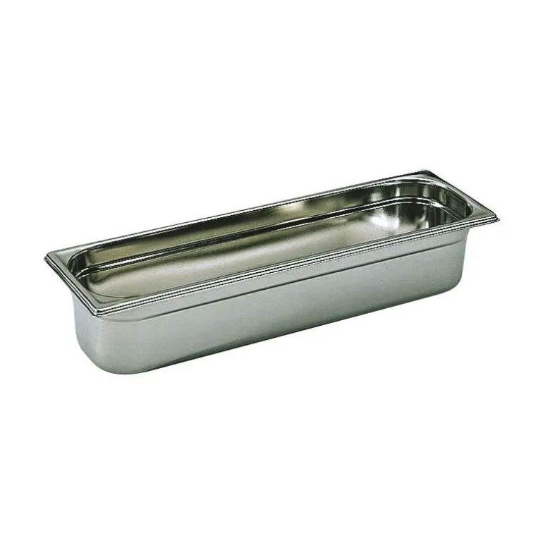Bac gastronorme plein inox - sans anse - GN 2/4 profondeur 6,5 cm