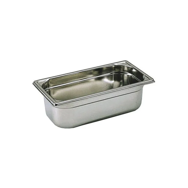 Bac gastronorme plein inox - sans anse - GN 1/3 profondeur 20 cm