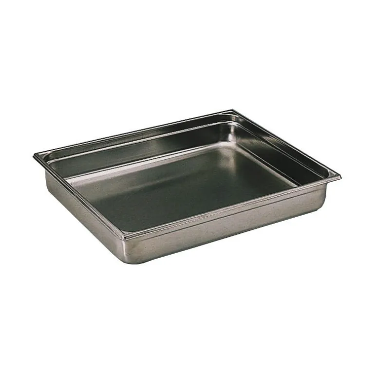 Bac gastronorme plein inox - sans anse - GN 2/1 profondeur 15 cm