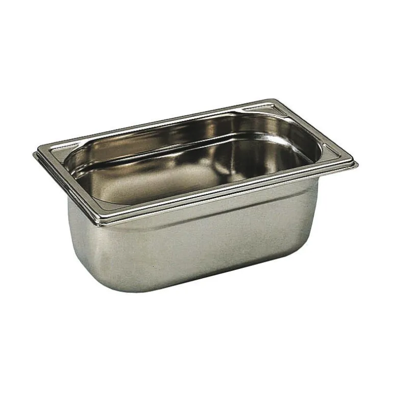 Bac gastronorme plein inox - sans anse - GN 1/4 profondeur 10 cm