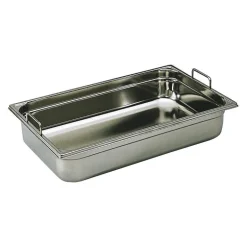 Bac gastronorme plein inox - avec anses escamotables - GN 1/1 profondeur 6,5 cm