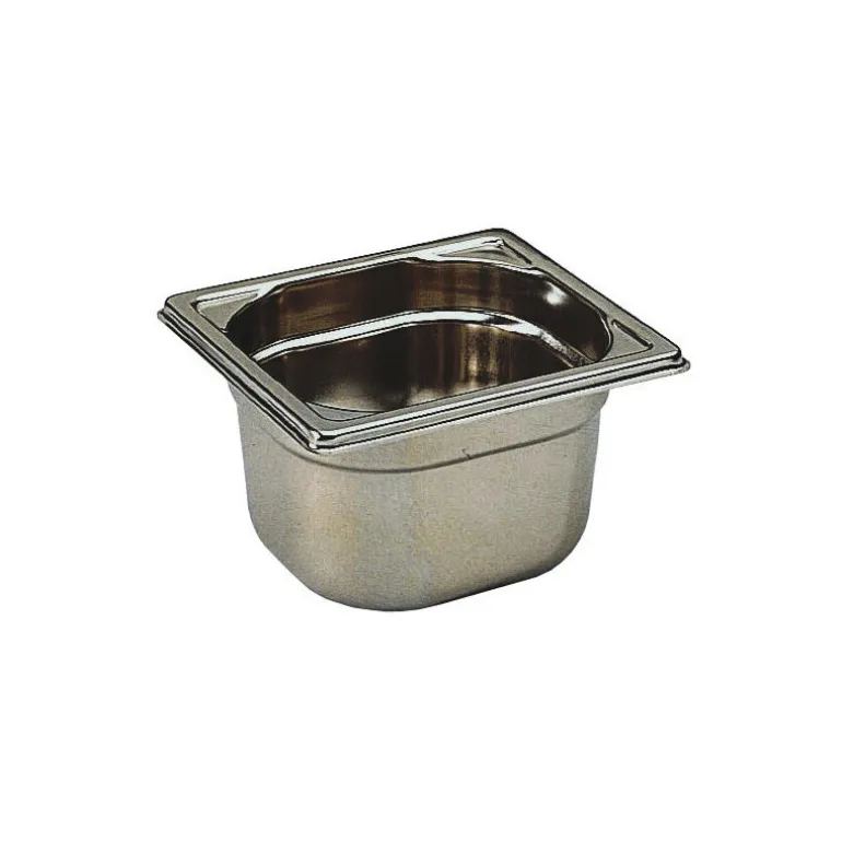 Bac gastronorme plein inox - sans anse - GN 1/6 profondeur 6,5 cm