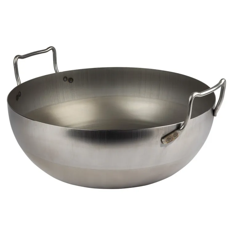 Bassine à friture en tôle d'acier noire sans panier 40 cm