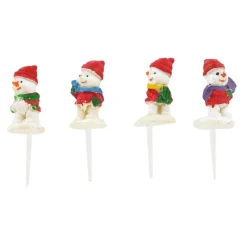 Bonshommes de neige Noël assortis sur pique (x4)
