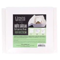 Boîte pâtissière blanche 18 x 18 x H 20 cm