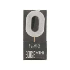Bougie argentée pailletée chiffre 0