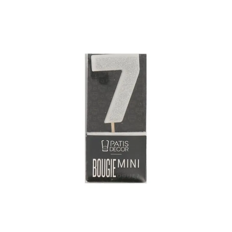 Bougie argentée pailletée chiffre 7
