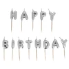 Bougies à piquer "Happy Birthday" argentées