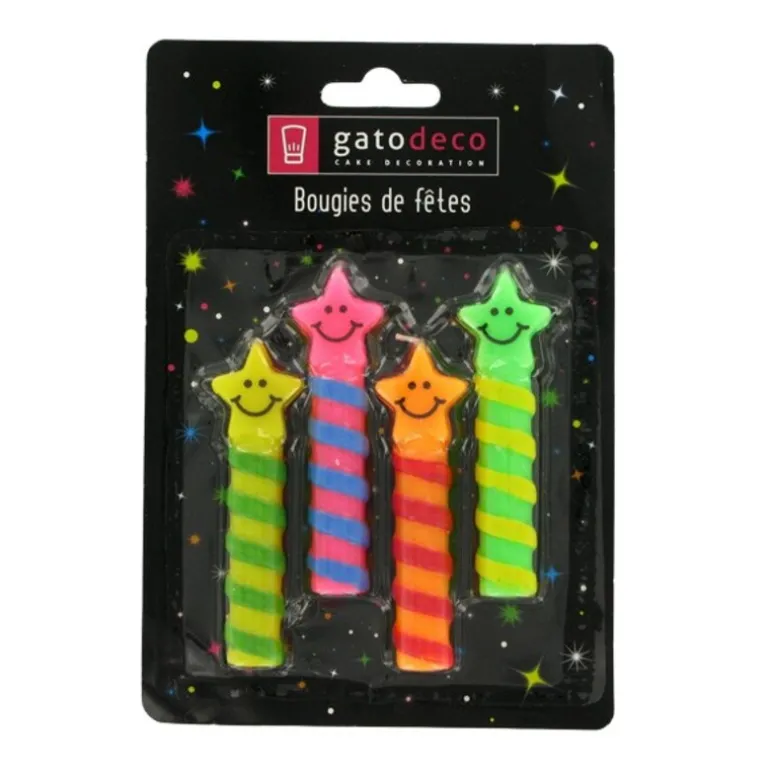 Bougies Smileys Etoiles (x 4)