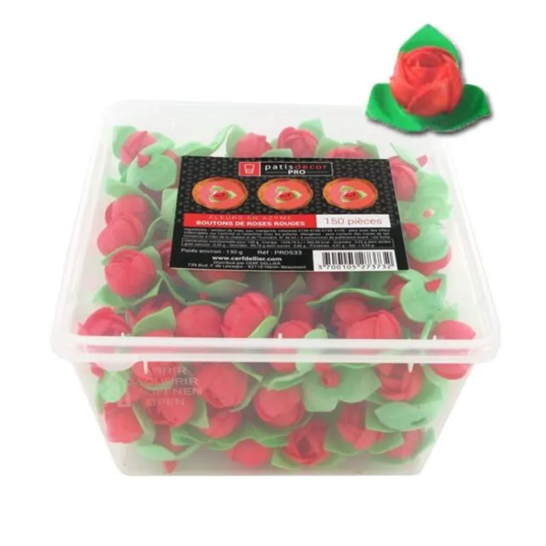 Boutons de roses rouges en azyme (x150)