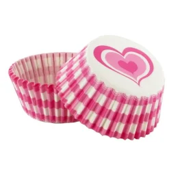 Caissettes cupcakes "Vichy cœur rose" (x50)