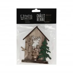 Cake topper en bois chalet de Noël Renne