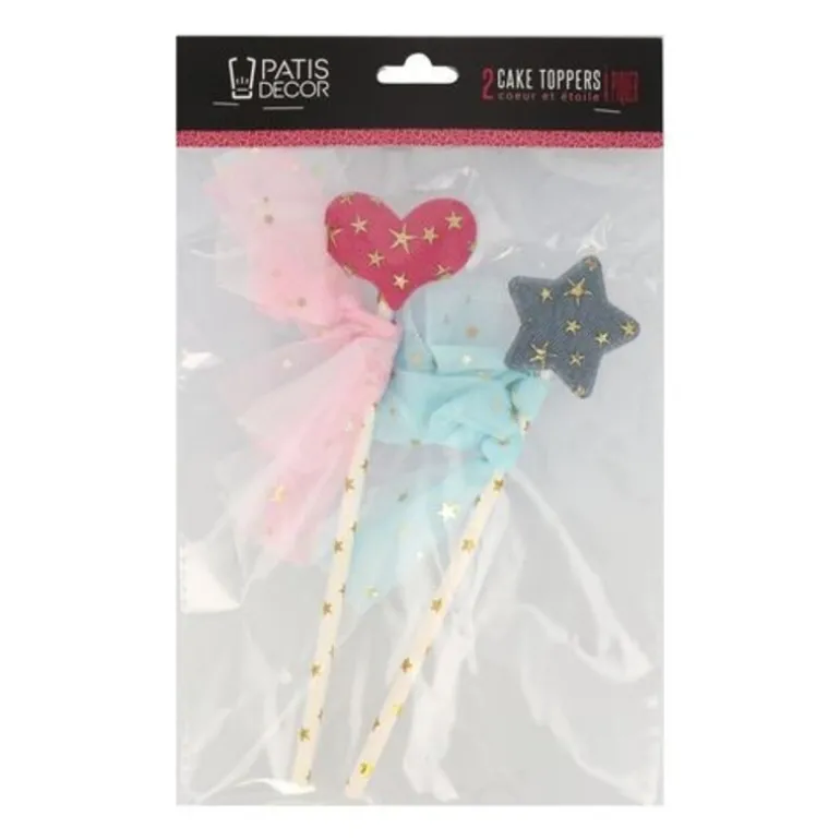 Cake toppers cœur et étoile (x 2)