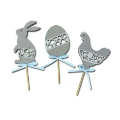 Cake toppers Pâques gris (x3)