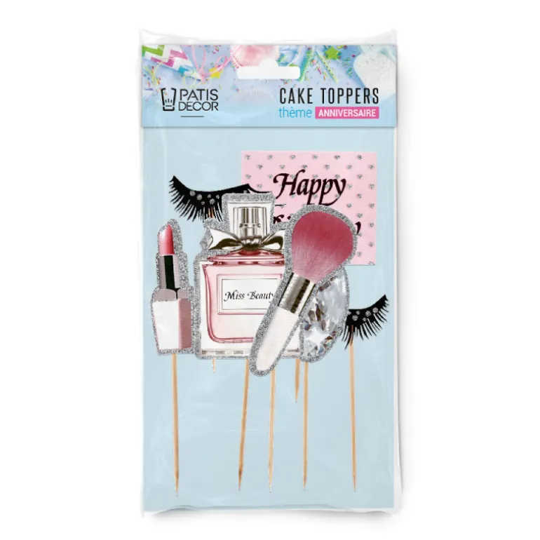 Cakes toppers Anniversaire maquillages (x7)