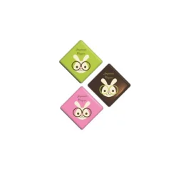 Carrés chocolat lapins à lunettes Joyeuses Pâques assortis (x80)