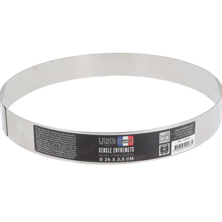 Cercle à entremets inox H 3,5 cm Ø 26 cm