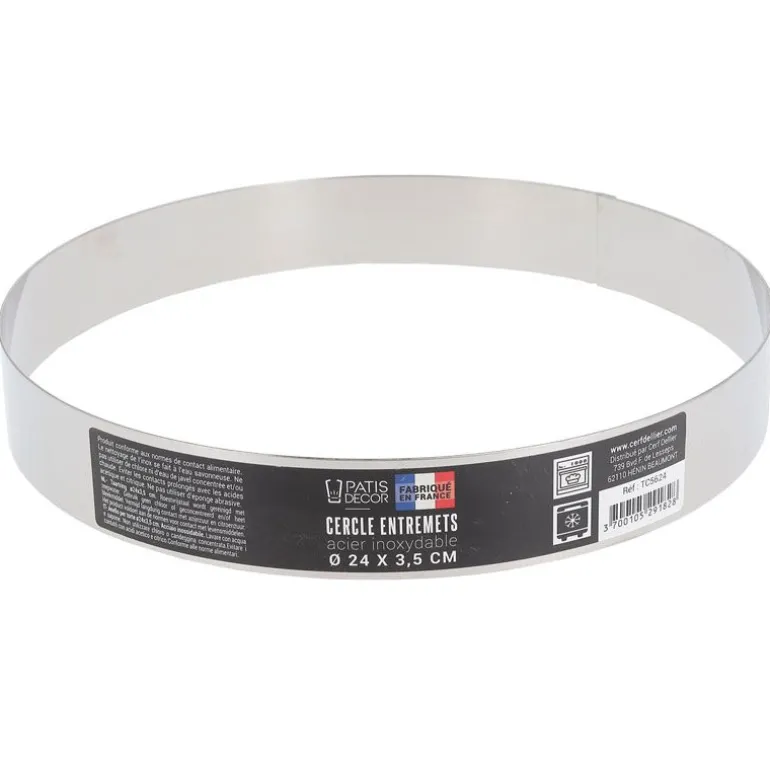 Cercle à entremets inox H 3,5 cm Ø 24 cm