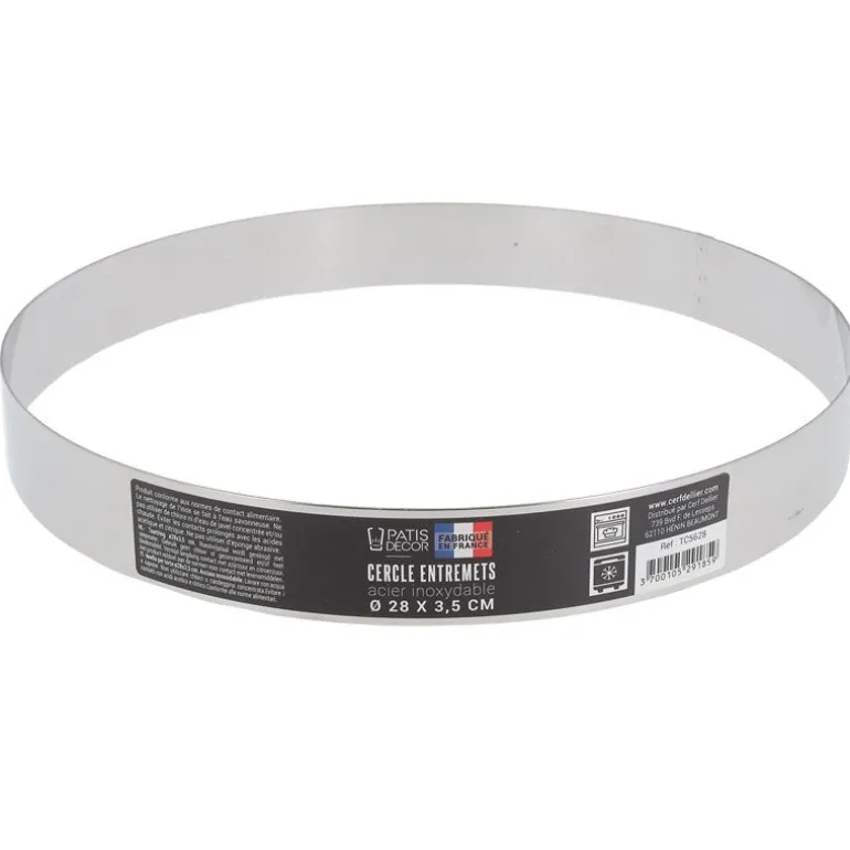 Cercle à entremets inox H 3,5 cm Ø 28 cm