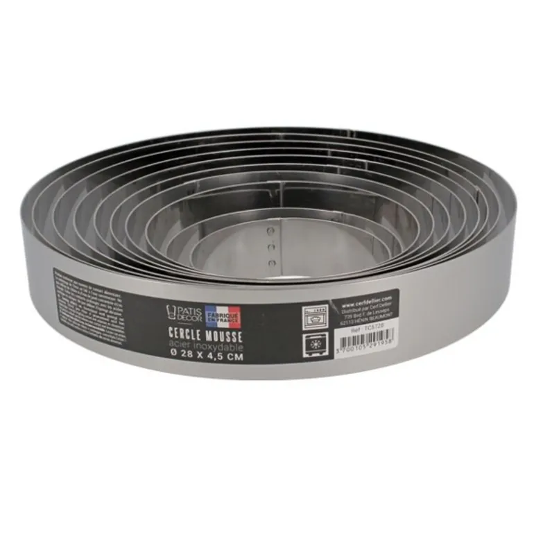 Cercle à mousse inox H 4,5 cm Ø 18 cm