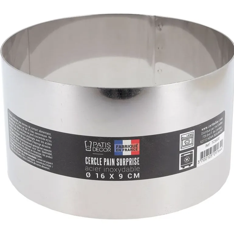 Cercle à pain surprise inox H 9 cm Ø 16 cm