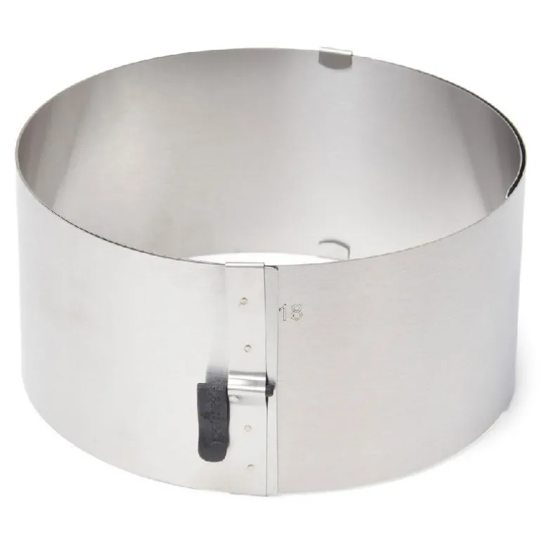 Cercle à pâtisserie extensible avec levier de blocage - hauteur 9 cm - Ø 17 à 30 cm