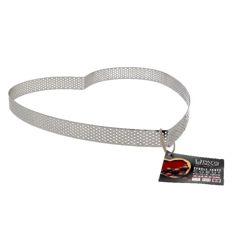 Cercle à tarte perforé coeur inox H 2 cm Ø 24 cm