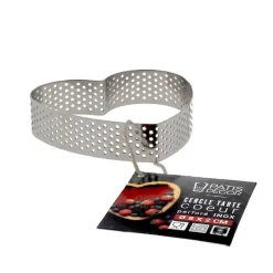 Cercle à tarte perforé coeur inox H 2 cm Ø 8 cm