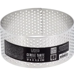 Cercle à tarte perforé inox H 3,5 cm Ø 8 cm