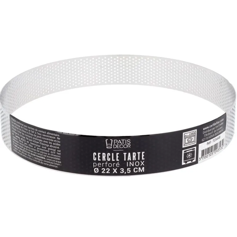 Cercle à tarte perforé inox H 3,5 cm Ø 22 cm
