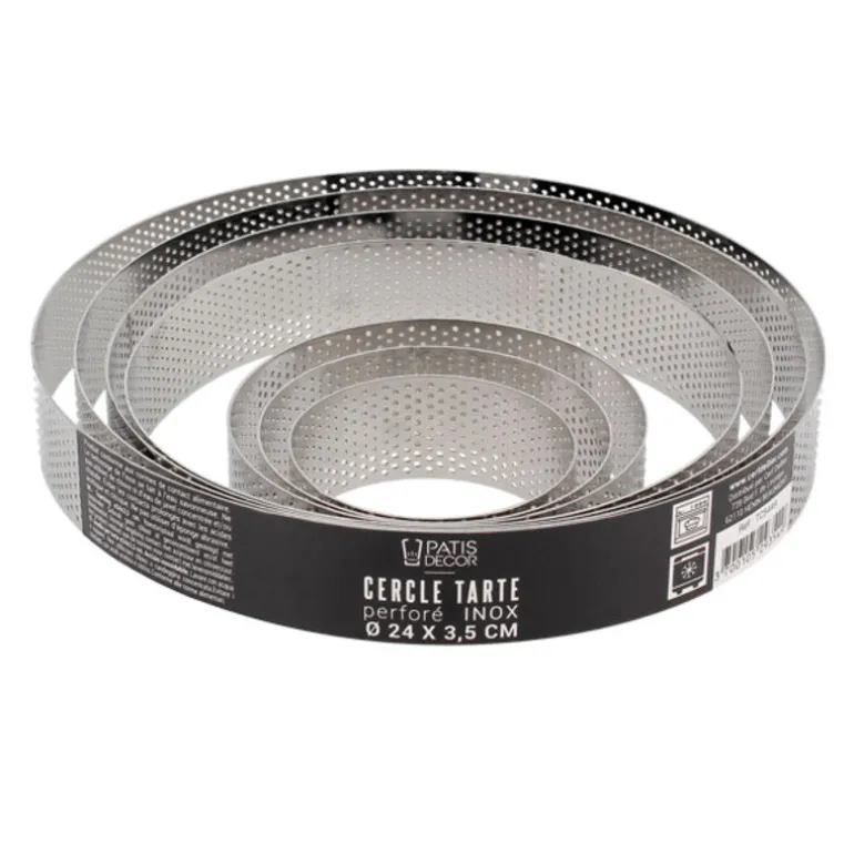 Cercle à tarte perforé inox H 3,5 cm Ø 22 cm