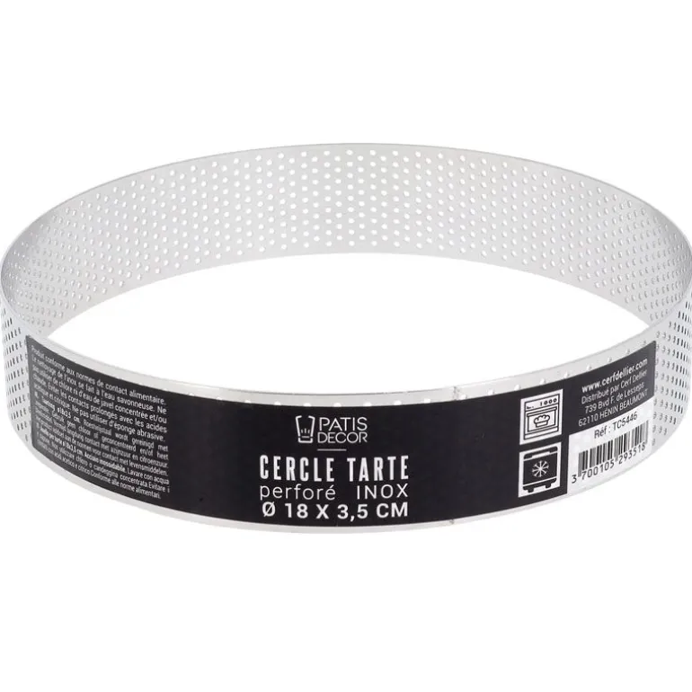 Cercle à tarte perforé inox H 3,5 cm Ø 18 cm