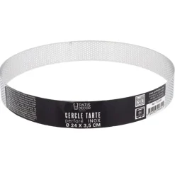 Cercle à tarte perforé inox H 3,5 cm Ø 24 cm