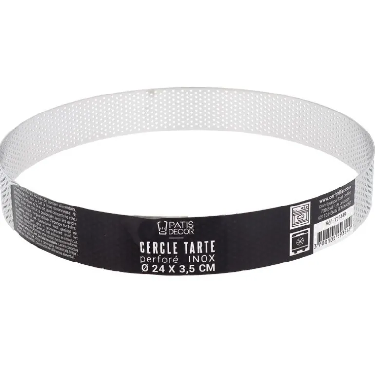Cercle à tarte perforé inox H 3,5 cm Ø 24 cm