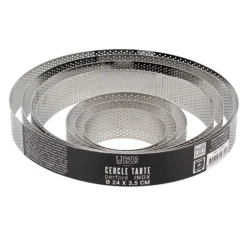 Cercle à tarte perforé inox H 3,5 cm Ø 24 cm