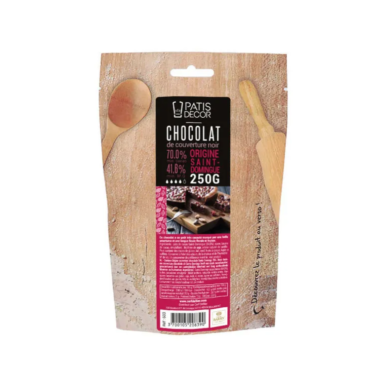 Chocolat de couverture noir St Domingue 70% 250 g
