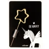 Cierge magique étoile doré + carte licorne Be Happy
