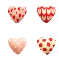 Coeurs roses assortis en chocolat blanc (x72)