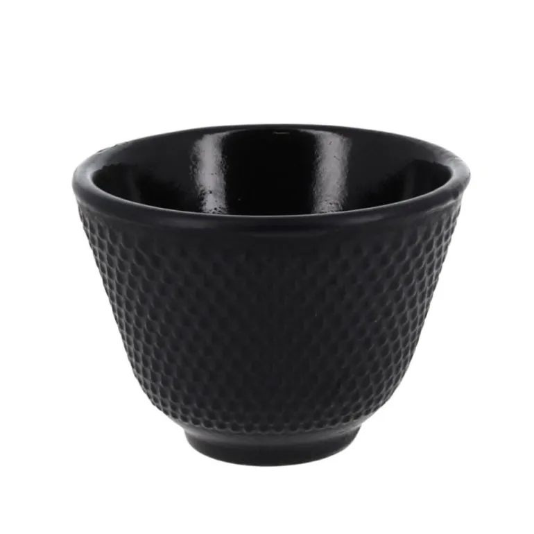 Coffret théière + tasses à points en fer noir - 900 ml