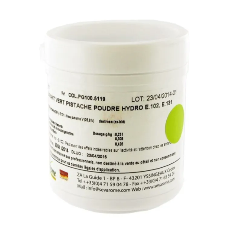 Colorant poudre alimentaire Vert Pistache 100 g