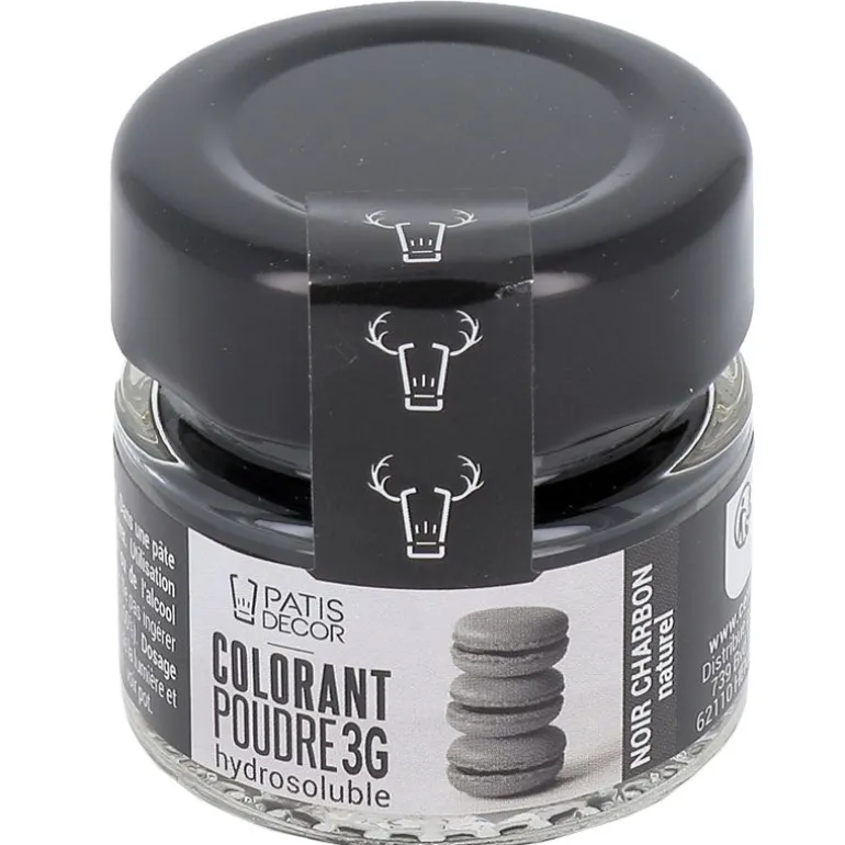 Colorant poudre hydrosoluble noir charbon naturel 3 g