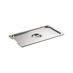 Couvercle inox avec poignée GN 2/1 - pour bac gastronorme avec anses fixes ou escamotables
